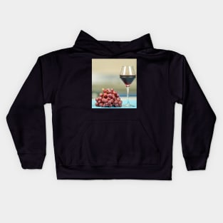 Glass of wine and grapes Kids Hoodie